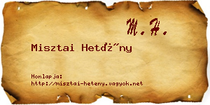 Misztai Hetény névjegykártya